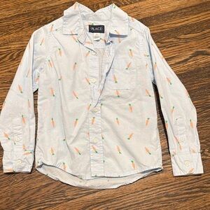 Boys Carrot Pattern Button Down Shirt - White